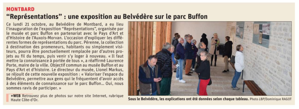 Article de presse : une exposition au Belvédère sur le parc Buffon