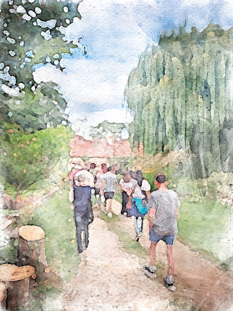 Image aquarelle vers le petite forge à Buffon. Pays d'art et d'histoire de l'Auxois Morvan